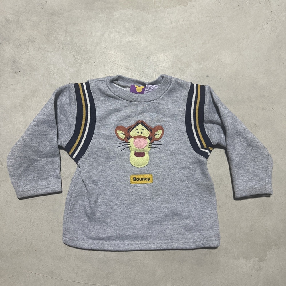 Vintage Disney Winnie The Pooh Tigger Long Sleeve SweatShirt Gray Kids 24M Y2K